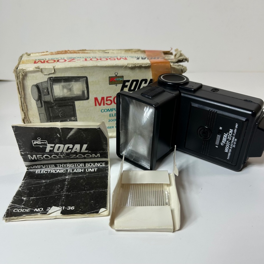Focal M500T-Zoom Computer Thyristor Bounce Flash Unit Kmart Vintage Tested